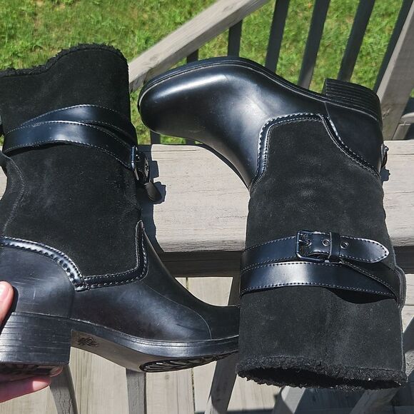 Coach Zena Black Leather & Suede Shearling-Lined Boots | Size 9 - Picture 6 of 10